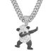 New diamond inlaid cute dancing panda alloy pendant necklace, hip-hop exaggerated and cool clothing accessories_ipsvogv.com
