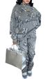 Women's Clothing Women's Printed Pocket Long-sleeved Sweatshirt 2-piece Set Trousers Suit_ipsvogv.com