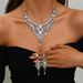 Women’s Jewelry Set Fashion Exaggerated Rhinestone Necklace Earrings Set Bridal Dress Banquet Female Accessories_ipsvogv.com