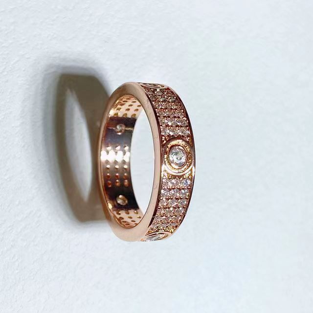 Light luxury high sense love couple rings full of three rows of diamonds_ipsvogv.com