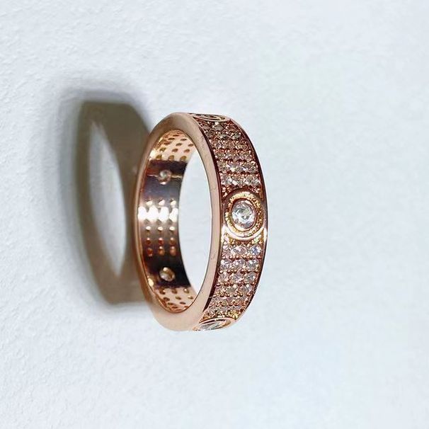 Light luxury high sense love couple rings full of three rows of diamonds_ipsvogv.com