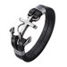 Men's Hip Hop Punk Black Leather Anchor Bracelet_ipsvogv.com
