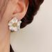 Spring Summer New White Camellia Pearl Zircon Light Luxury Gentle White-Enhancing Textured Elegant Earrings_ipsvogv.com