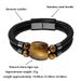 New stainless natural tiger eye stone bead for men, hand woven leather titanium steel bracelet_ipsvogv.com
