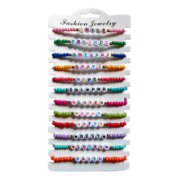 Bohemian Style Letter INS Colorful Rice Beads Beaded Bracelet Jewelry Diy Children's Bracelet Female Summer Luminous Bracelet_ipsvogv.com