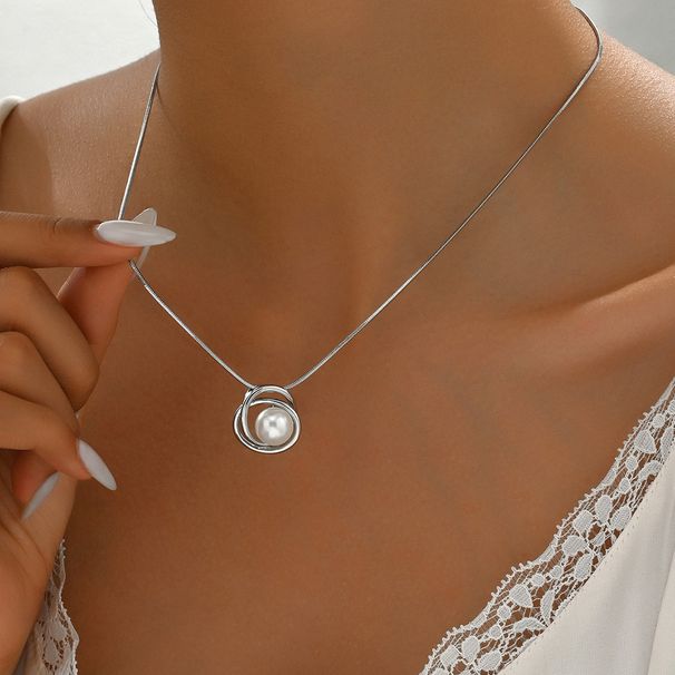 version of Korean style fresh and sweet small fragrance women's necklace niche string pearl cross ring design collarbone_ipsvogv.com