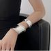 Irregular and exaggerated three-dimensional wide with irregular personality, women's geometric metal ripple bracelet_ipsvogv.com
