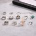 Professional Style Turquoise Ring, Crystal Hexagonal Pillar, Flower Chain, 12 Piece Set Ring_ipsvogv.com