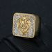 New Hip-Hop Jewelry Titanium Steel Gold-Plated Full Diamond Dominant Lion Head Men's Ring_ipsvogv.com
