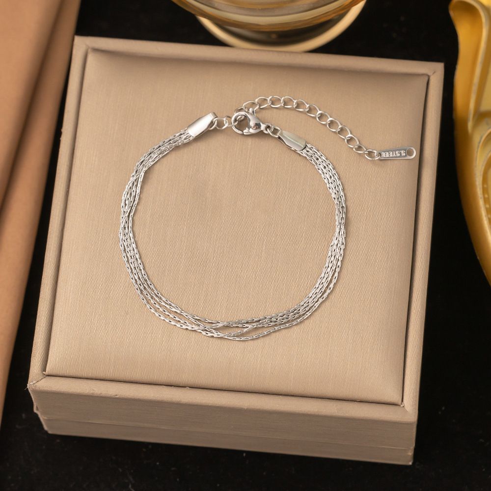 Multi Layered And Non Fading Titanium Steel Plated Necklace, Women's Collarbone Chain, Silk Thread_ipsvogv.com
