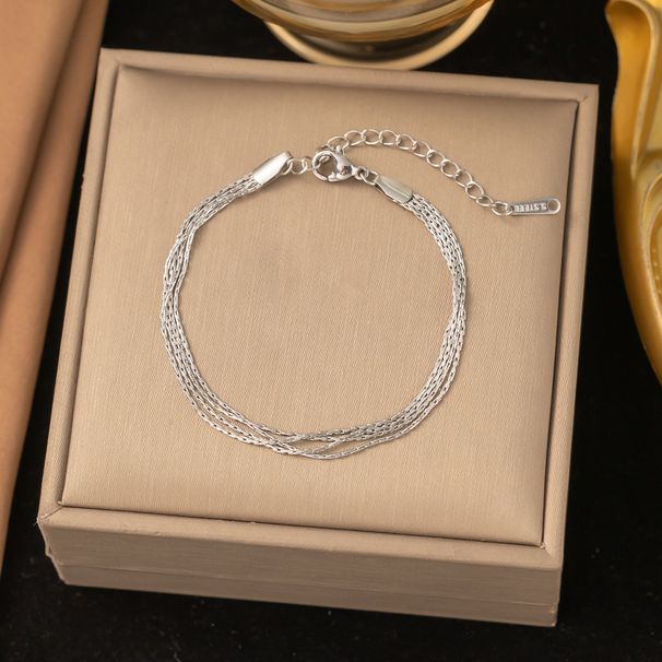Multi Layered And Non Fading Titanium Steel Plated Necklace, Women's Collarbone Chain, Silk Thread_ipsvogv.com