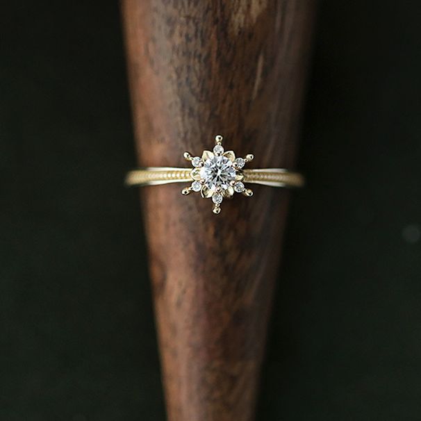 S Silver Six Claw Hollow Set Zirconia Diamond Pure Beauty Snowflake Female Open Gift Tail Ring_ipsvogv.com