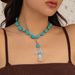 Retro ethnic vacation irregular turquoise metal cross necklace female personality chain necklace_ipsvogv.com