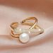 Unisex Simple And Fashionable Commuter Style Ring For Women Pearl Inlaid Zircon Ring Open Ring Fashionable Temperament Niche_ipsvogv.com