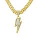 Hip Hop Style Alloy Full Personalized Trend Lightning Diamond Pendant Cuban Chain Necklace_ipsvogv.com