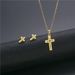Hip Hop HIPHOP Cross Necklace Earrings Set Female Smooth Stainless Steel Popular Jewelry_ipsvogv.com