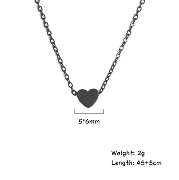 Hot Sales Skyrim Mini Black Heart Pendant Necklace for Women Girls Stainless Steel Classic Choker Neck Chains 2024 Fashion Jewelry_ipsvogv.com