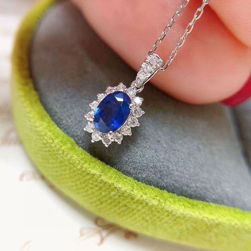 Cao Shi's New Four Claw Blue Zircon Pendant Necklace Wedding Anniversary Gift_ipsvogv.com