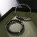 Jewelry 8mm Black Frosted Copper Beads Diamond Spacer Elastic Set Bracelet Accessories Men_ipsvogv.com