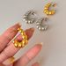 Real Gold Electroplated Titanium Steel Polished Geometric Round Beads Vintage Gold And Silver Earrings_ipsvogv.com