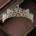 Crown tiara three piece set sky blue princess birthday queen crown necklace earrings bride wedding dress evening dress jewelry_ipsvogv.com