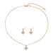 Fashionable and minimalist Korean version women's inlaid zircon necklace earring set with personalized clover design_ipsvogv.com
