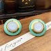 Drip oil round earrings, high-end, niche, inlaid with blue zircon, fashionable and personalized, vintage earrings for_ipsvogv.com