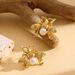 Unisex bee with pearl titanium steel earrings niche design light luxury personality women's earrings ins style earrings_ipsvogv.com