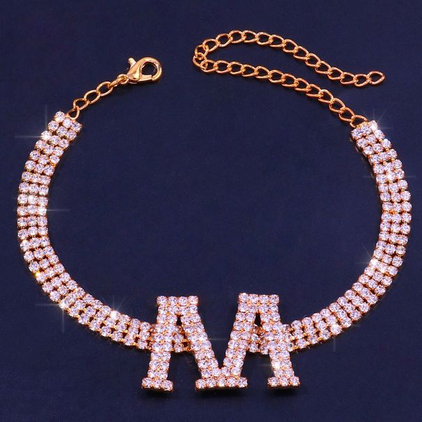 Hot-selling Jewelry Personality Full Diamond M Letter Anklet Hip-hop Diamond-studded Foot Jewelry Shiny Accessories_ipsvogv.com