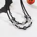 Halloween Double Layer Beaded Necklace Punk Style Personality Spider Web Ghost Print Clavicle Necklace_ipsvogv.com