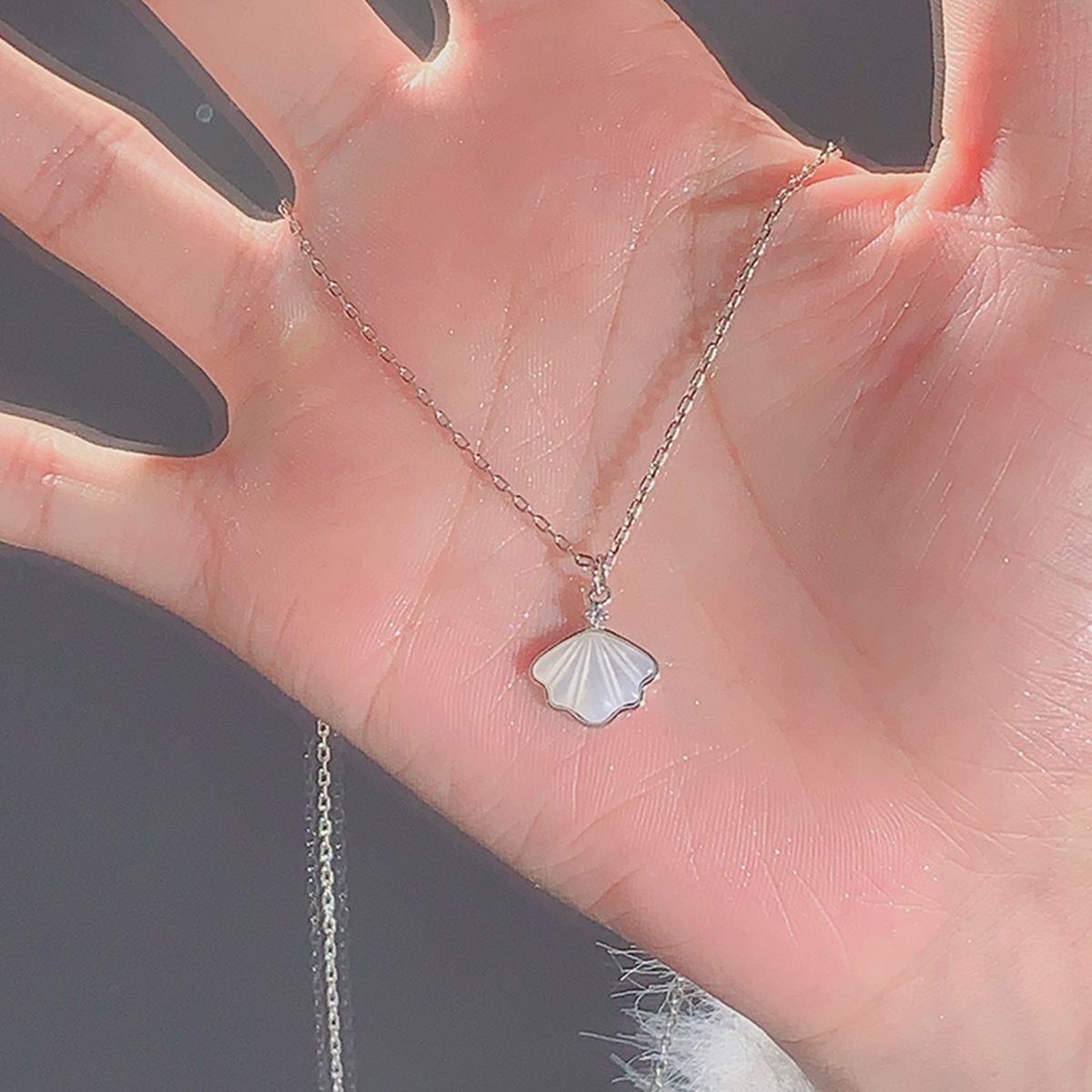 Pure Silver One Necklace, Female Ins, Niche, Gentle Temperament, High-end Feeling, Shell Collarbone Chain, Valentine's_ipsvogv.com