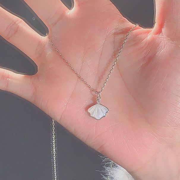 Pure Silver One Necklace, Female Ins, Niche, Gentle Temperament, High-end Feeling, Shell Collarbone Chain, Valentine's_ipsvogv.com