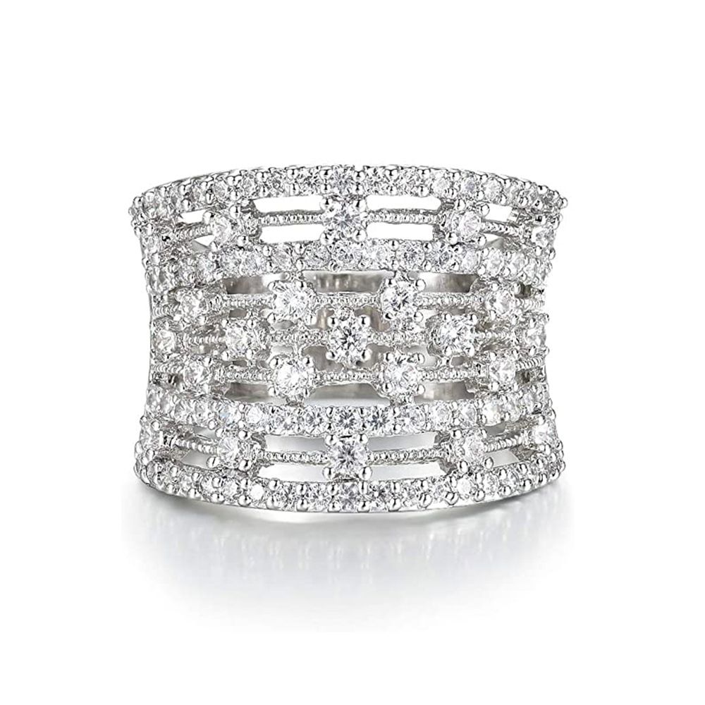 Cao Shi's New Copper Engraving Zircon Filled Hollow Ring for Men and Women_ipsvogv.com