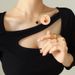 Women's Jewelry Exaggerated Love Heart Chain Necklace Black Beige Double Sided Pendant Retro Titanium Steel K Jewelry_ipsvogv.com
