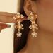 Statement Personality Temperament Long Drop Earrings Pearl Rhinestone Bohemian Exaggerated Flower Ear Jewelry_ipsvogv.com