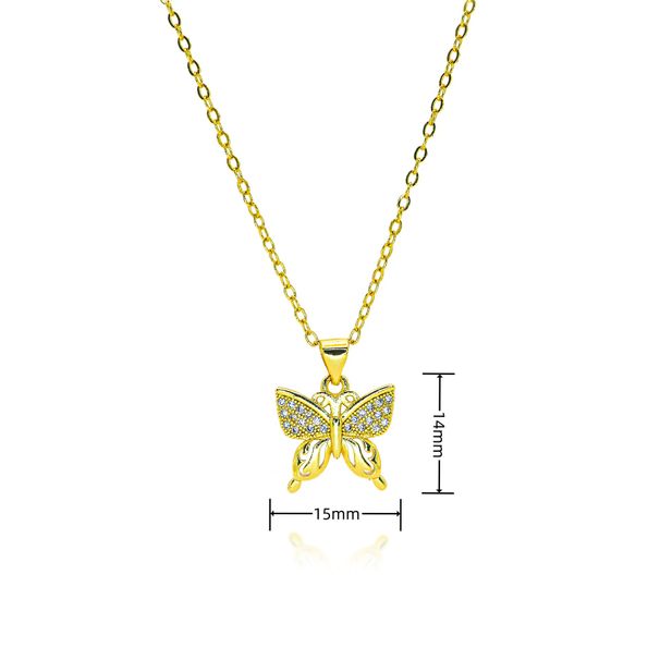Hot Selling Butterfly Zircon Earrings Necklace Set Personalized Light Luxury Butterfly O Shaped Chain Jewelry_ipsvogv.com