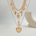 Wind Ins Pattern Heart-shaped Bow Pendant Necklace, Geometric Metal Chain, Stacked Collarbone Necklace_ipsvogv.com
