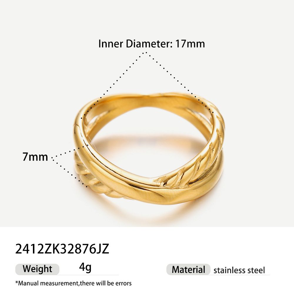 titanium steel ins niche simple versatile rope braided ring high end design gold plated jewelry_ipsvogv.com