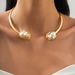 Minimalist Geometric Open Choker French Baroque Irregular Pearl Necklace Earrings Ring Set_ipsvogv.com