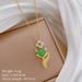 【 Titanium Steel 】 Zircon Green Fox Light Luxury Temperament Gorgeous Full Diamond Necklace Women's Versatile Collarbone_ipsvogv.com