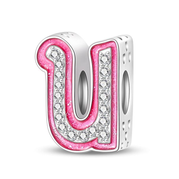 Women's Jewelry Pink English Letter Pendant Beads DIY Jewelry Accessories Bracelet Copper Plated 925 Silver_ipsvogv.com