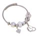 Family Stainless Steel Cat Eye Crystal Crown Love Pendant Element Couple Style Bracelet_ipsvogv.com