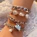 Jewelry Temperament Baroque Shaped Pearl Hip-hop Peach Heart Chain Bracelet Set_ipsvogv.com