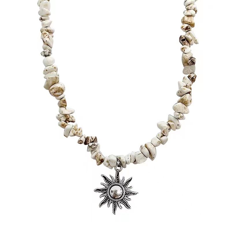 Chinese Retro Ethnic Style Titanium Steel Sun Necklace For Men And Women High End Design Ancient Style Beaded Clavicle Chain_ipsvogv.com