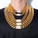 Men's Jewelry Hip Hop K Gold Plated Stainless Steel Cuban Chain Micro Inlaid Zircon Buckle Necklace_ipsvogv.com