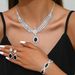 Women’s Jewelry Set Fashion Temperament Luxury Sapphire Necklace Earrings Bracelet Four Piece Set Women's Jewelry Wedding Dress_ipsvogv.com