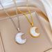 【 Full body titanium steel 】 Shell Moon temperament personality extremely simple Wind furnace real gold necklace female_ipsvogv.com