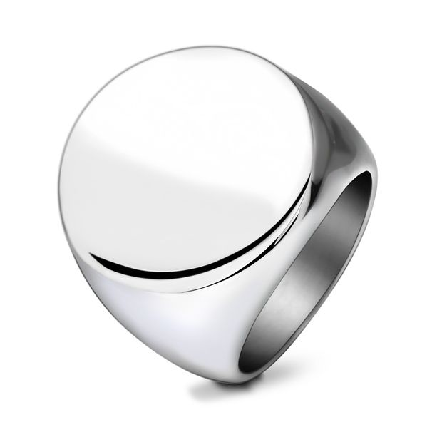 Women's Jewelry Stainless Steel Polished Surface Laser Logo Ring 22MM Round Polished Simple Fashion Titanium Steel Ring_ipsvogv.com