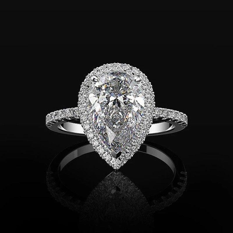 Sanjie Jewelry's Creative Sparkling Water Drop Shaped Zircon Wedding Ring Women's Jewelry_ipsvogv.com