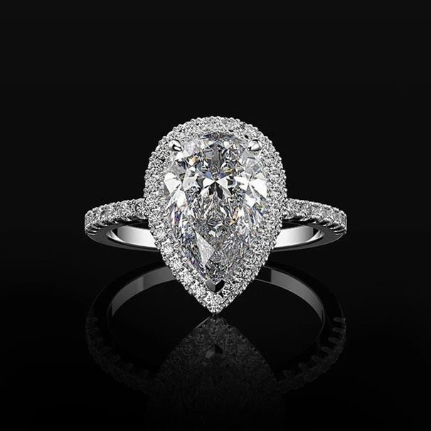 Sanjie Jewelry's Creative Sparkling Water Drop Shaped Zircon Wedding Ring Women's Jewelry_ipsvogv.com